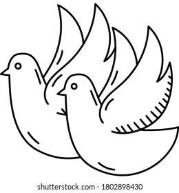 Couple Pigeon Icon. Doddle Hand Drawn or Black Outline icon Style.