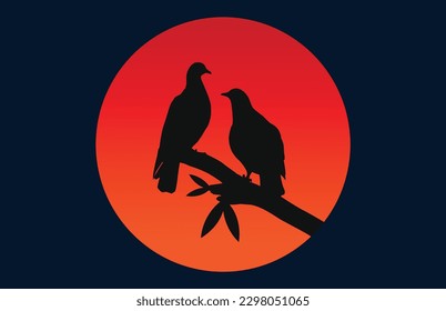 Couple Pigeon vector arts illustrations