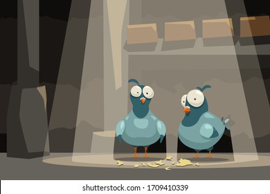 couple pigeons in the light