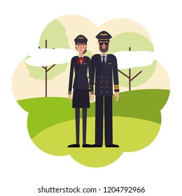 couple of pilots with landscape avatar character