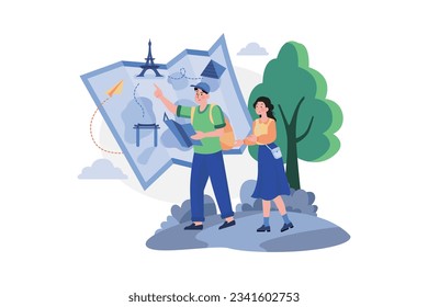 Couple-Planung einer Reise auf der Karte