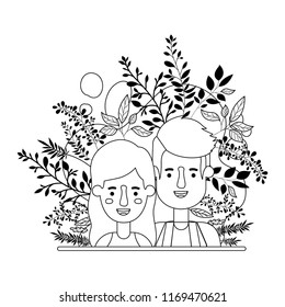 couple with plants characters