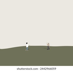Couple is playing badminton in the park. Sport, recreation, lifestyle, love concept. Holiday vacation outdoors.