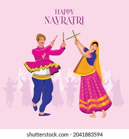couple playing garba vector design