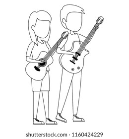 couple playing guitars characters