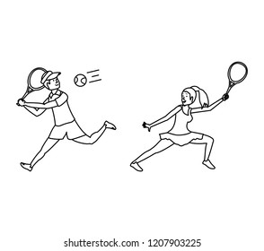 couple playing tennis avatar character