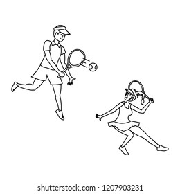 couple playing tennis avatar character