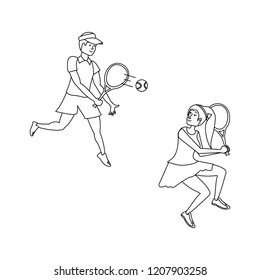 couple playing tennis avatar character