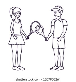 couple playing tennis avatar character
