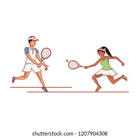 couple playing tennis avatar character