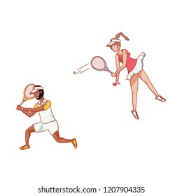 couple playing tennis avatar character