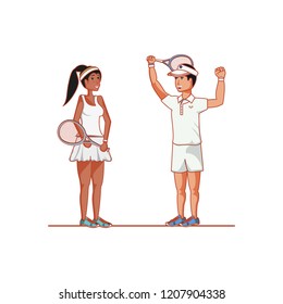 couple playing tennis avatar character