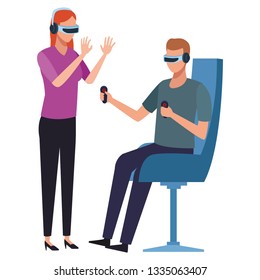 couple playing with virtual reality