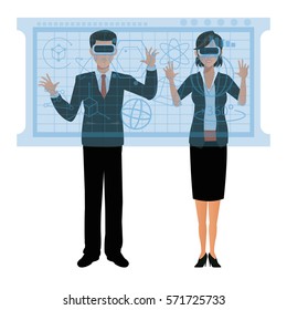 Pareja jugando gafas de realidad virtual Gráficos 3D