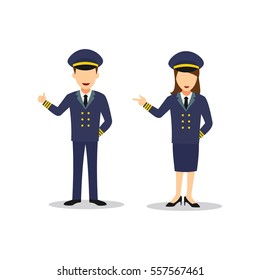Couple of Police Character Design Vector. Flat Style Design