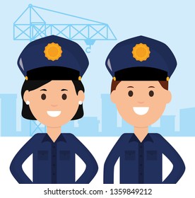 couple police officers avatars characters