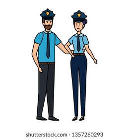 couple polices officers avatars characters