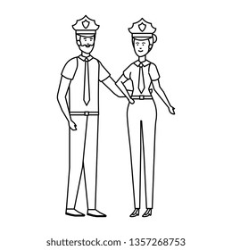 couple polices officers avatars characters