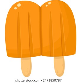 paletas de helado, sabor naranja, dulce frío, paleta con palo, aislado sobre fondo blanco