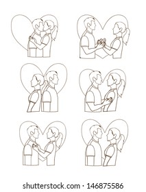 couple poses over white background vector illustration 