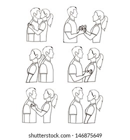 couple poses over white background vector illustration 
