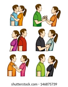 couple poses over white background vector illustration 