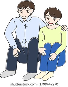 Couple posing with folded shoulders
