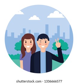 couple posing in the park