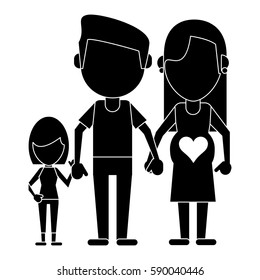couple pregnant and daughter pictogram