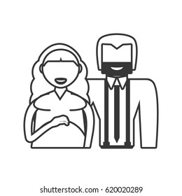 couple pregnant family outline