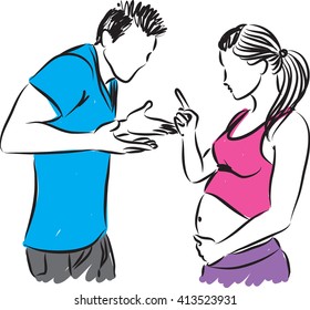couple pregnant woman and man illustration