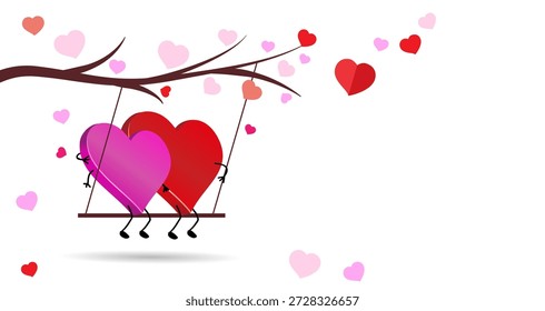 casal preparando casamento. cartão ou banner Dia dos Namorados. Dois corações amorosos casal. Casal dos namorados. Personagens bonitos de amantes. Ilustração vetorial.