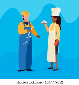 couple of professional workers characters