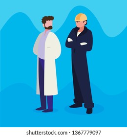 couple of professional workers characters