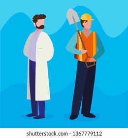 couple of professional workers characters