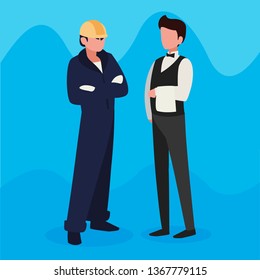couple of professional workers characters