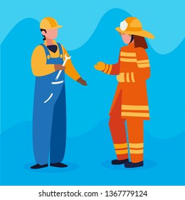 couple of professional workers characters