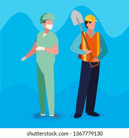 couple of professional workers characters