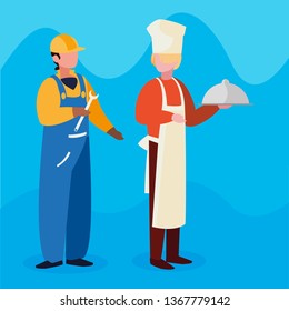 couple of professional workers characters