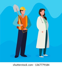 couple of professional workers characters