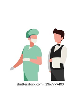 couple of professional workers characters