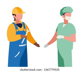 couple of professional workers characters
