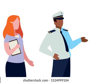 couple of professional workers characters vector illustration design