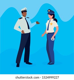 couple of professional workers characters vector illustration design