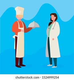 couple of professional workers characters vector illustration design
