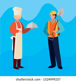 couple of professional workers characters vector illustration design