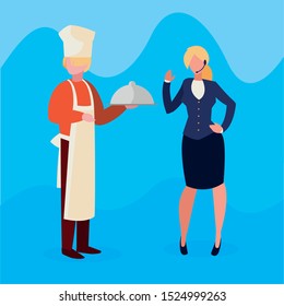 couple of professional workers characters vector illustration design