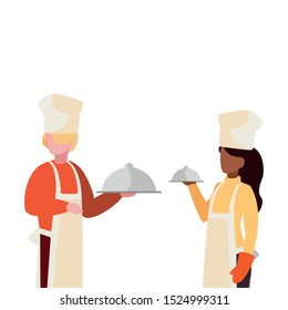 couple of professional workers characters vector illustration design