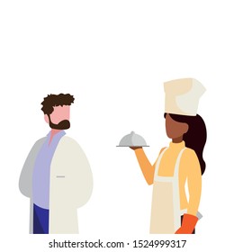couple of professional workers characters vector illustration design