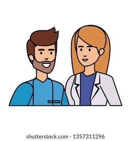 couple of professionals doctor and surgeon characters